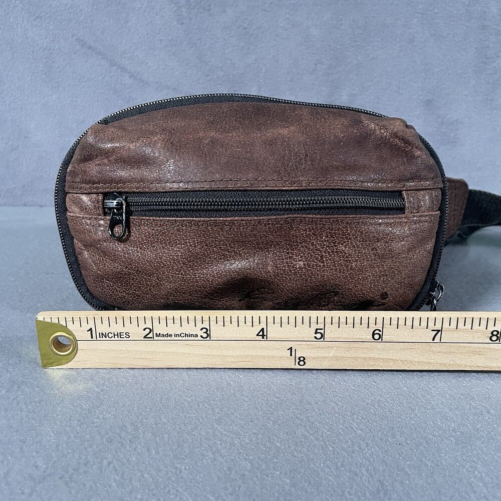 Vintage Eddie Bauer Brown Leather Crossbody Belt Bag Fanny Pack - Picture 3 of 7